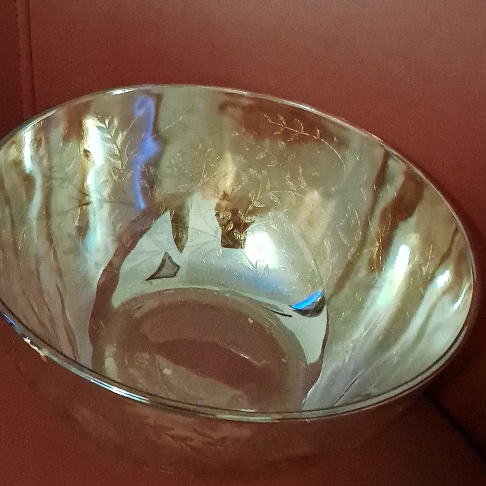 Vintage Jeanette Floragold Louisa Iridescent Serving Bowl / Fruit Bowl